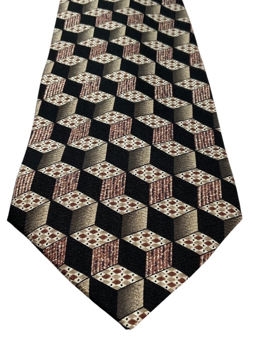 Original B.D. Baggies All Silk Tie Geometric Cube Pattern 57” x 4”